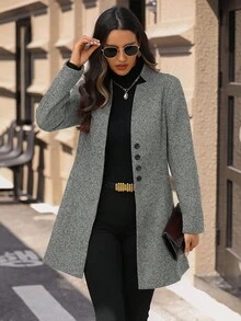 EMERY ROSE Chaqueta ajustada de cuello alto casual para vacaciones de mujer