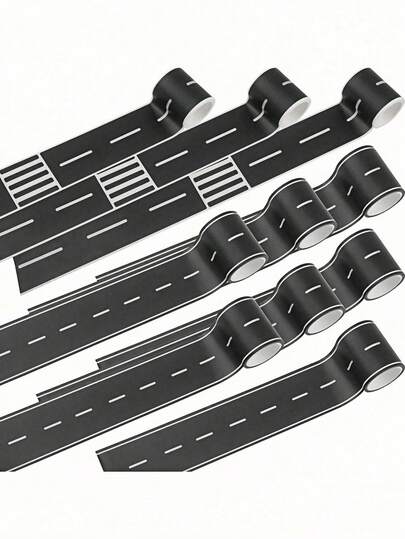 黑色道路轨道胶带，汽车轨道非常适合派对、赛车派对装饰品（1 卷，16.4 英尺 x 1.97 英寸）