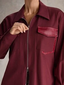 SHEIN Unity Avenne Elegant Women's Casual Solid Color Shirt, Suitable For Commuting In Autumn