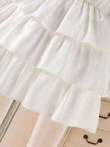 Glamorique Kids فستان كيك أبيض بتصميم جميل للبنات الصغيرات، طويل الأكمام، مناسب للحفلات وفتاة الزهور، مناسب للخريف والشتاء - أبيض - مشاهدة 5