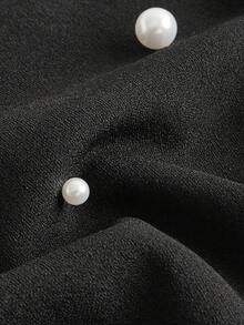 Ellevyn Carnival Pearls Beaded Flare Leg Pants - Black - View 3