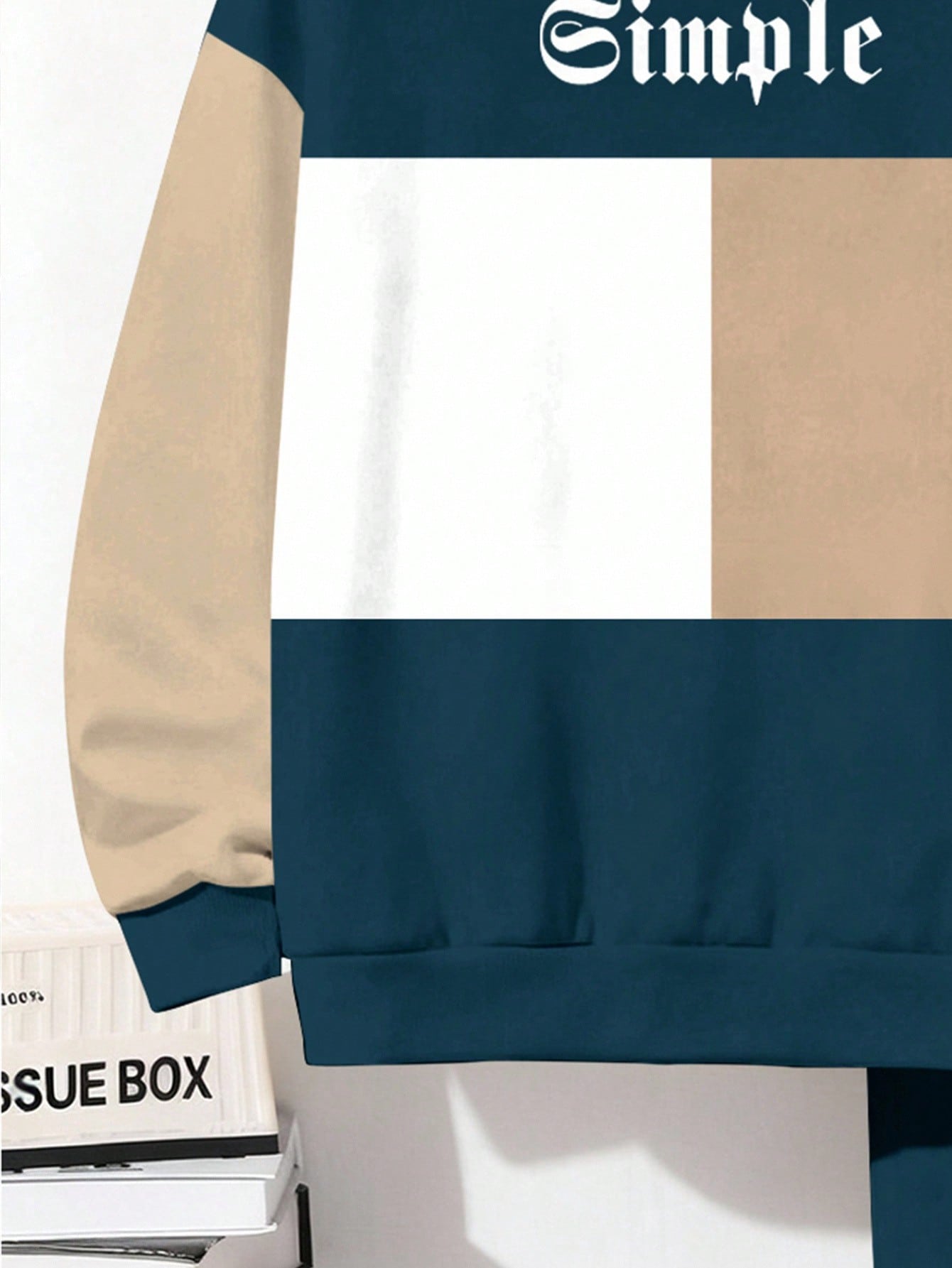 مجموعة بلوزة هوديي أزرق بأكمام طويلة بسيطة وكاجوال...