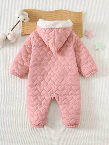 Cozy Pixies Bộ đồ liền thân dài tay có mũ lót giữ nhiệt cho bé gái, thoải mái và đa năng, thích hợp cho mùa đông, màu hồng Bộ đồ liền thân dài tay có mũ lót giữ nhiệt cho bé gái có mũ lót giữ nhiệt có mũ trang trí nơ, thoải mái và thích hợp cho mùa đông, màu hồng - Hồng - Xem 2