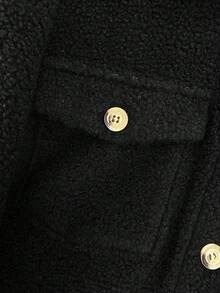 EMERY ROSE 女士纯色落肩短款时尚休闲前扣夹克 - 黑色 - 查看 6