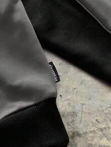 AXEPEAK Men's Casual Colorblock Letter Print Pullover Sweatshirt, Autumn/Winter - Black - View 5