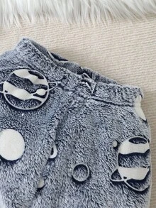 2pcs Young Boy Casual Plush Long Sleeve Top And Pants Homewear Set - Baby Blue - View 5