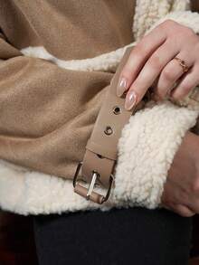 Chikora 加大码保暖内衬外套，适合通勤、秋冬季穿着，女士外套，休闲女式外套，女士衬衫式外套，感恩节女式外套，新年女式外套，万圣节女式外套，优雅圣诞女式外套，秋冬女式外套，万圣节服装，圣诞节女式外套，新年女式外套，感恩节女式外套 - 卡其色 - 查看 3