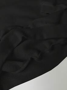 Glissea 女士休闲日常通勤美国国旗和字母印花落肩宽松运动衫 - 黑色 - 查看 3