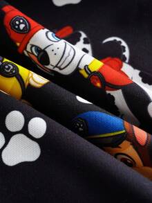 SHEIN | PAW Patrol Bluza z kapturem i zamkiem błyskawicznym, z nadrukiem uroczego szczeniaka, dla chłopca, z długim rękawem, na co dzień, na zewnątrz, z dzianiny w kolorze czarnym