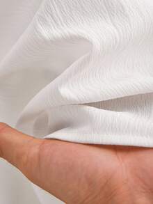 CosyJoli 大码休闲荷叶边彼得潘领泡泡袖衬衫 - 白色 - 查看 6