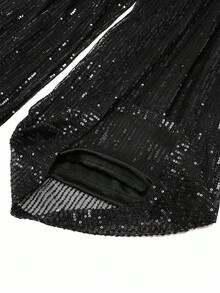 GlowEve CURVE Christmas Plus Size Fashionable Commuter Sequins Wide-Leg Pants - Black - View 5