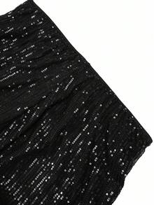 GlowEve CURVE Christmas Plus Size Fashionable Commuter Sequins Wide-Leg Pants - Black - View 6