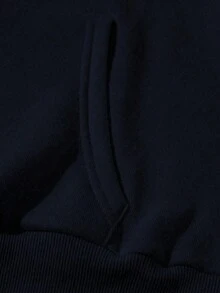 INAWLY Women's Casual Cherry Slogan Print Drop Shoulder Sweatshirt, Autumn/Winter - Navy Blue - View 3