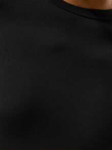 MUSERA ESSENTIALS Fitted Long Sleeve Mini Short Playsuit Classy Basic Sexy Fall Autumn Soft Buttery Basics     Valentines - Black - View 6