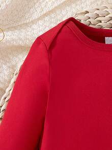 Bodys de manga larga con cuello redondo para bebé niña con estampado de árbol de Navidad y copos de nieve, adecuado para Navidad, otoño/invierno - Rojo - Ver 5