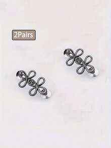 2 对金属无缝带扣腰带，可拆卸幸运结扣，适合牛仔裤和裙子，可调节时尚配饰 - 黑色、金色、银灰色、古铜色