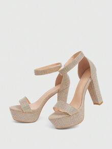 CUCCOO LuxiPop New European And American Hollow Thick Heel Open Toe Sexy Fashion Women's High Heel Sandals - Gold - View 7