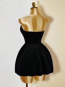 Zolique Strapless Metal Decorative Knitted A-List Dress - Black - View 2
