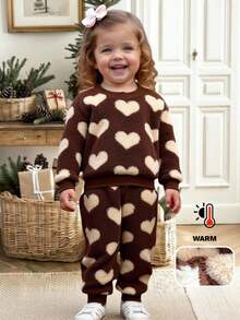 LMoss Kids LMoss 2pcs Baby Girl Heart Pattern Knitted Sweatshirt And Leggings Set,Christmas,Styles Comfortable Autumn & Winter,Pullover,Cozy Autumn And Winter Styles,Cozy Fall & Winter Styles - Multicolor - View 8