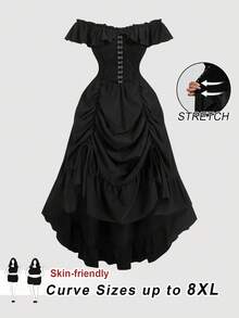 SHEIN CURVE+ Goth/Gothic Women Clothes/Halloween Plus Size /Halloween Costume,Wedding Guest Dress Women