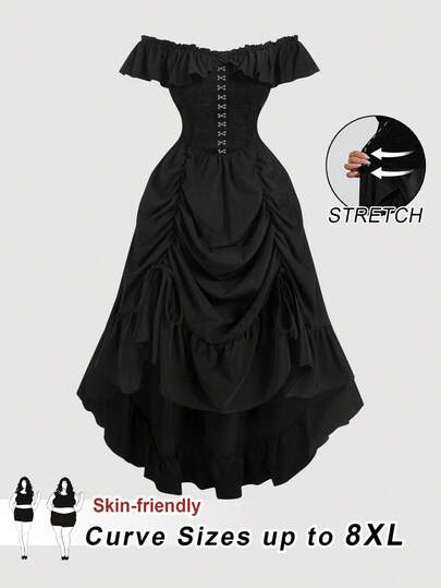 SHEIN CURVE+ Goth/Gothic Women Clothes/Halloween Plus Size /Halloween Costume,Wedding Guest Dress Women