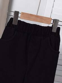 SHEIN Genkimix Kids 1pc Young Boys' Thermal Lined Straight Leg Jeans, Suitable For Everyday Wear, Outdoor Activities, Commuting, School, Autumn/Winter