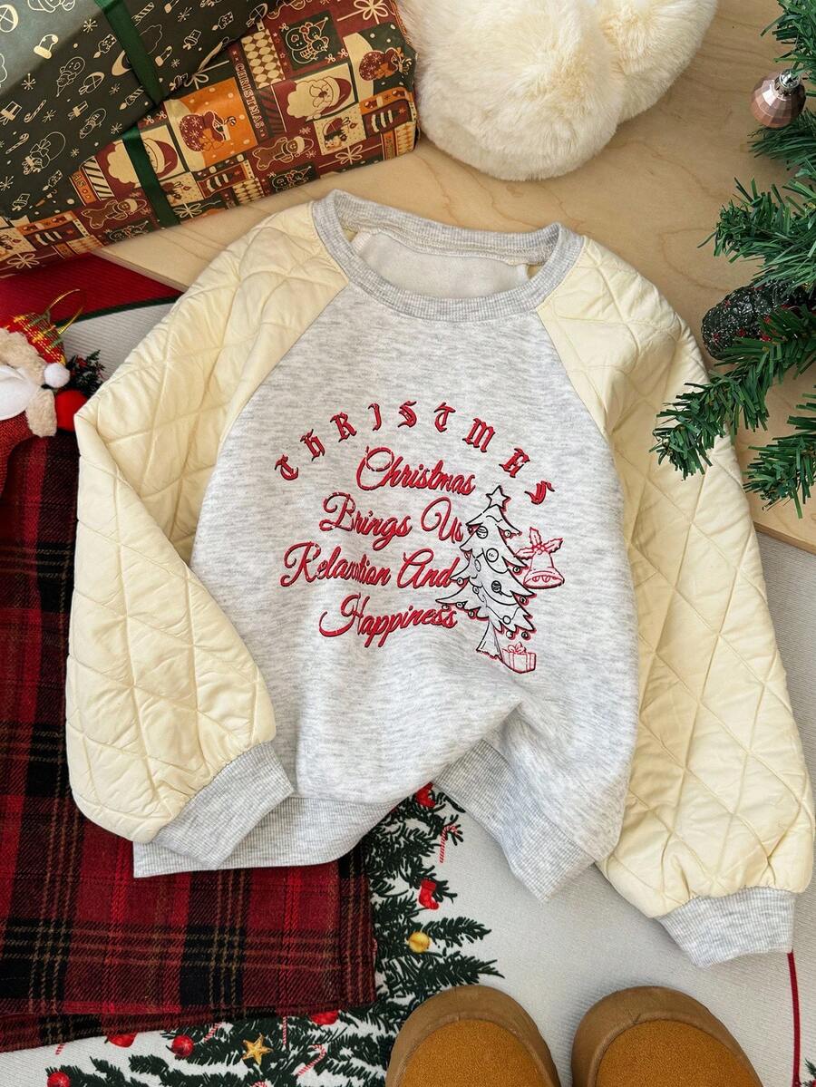 DAZY Christmas Young Girl Fall Clothes Young Girls Round Neck Knit Fleece Sweatshirt,Winter - Grey - View 1