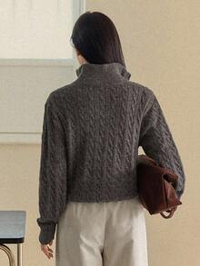 Dazy-Less Damen Lässiger Loose Halb-Reißverschluss Pullover, neue Herbstkollektion Business Lässig Frau - Grau - Übersicht 2