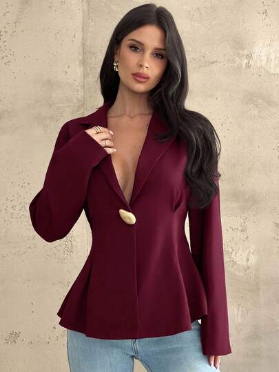 Firerie بدلة نسائية كاجوال وأنيقة بسترة خصر باللون البرغندي/بدلة من قماش الكتان المقلد/بدلة ضيقة الخصر/ملابس شتوية للنساء/ملابس الخريف/عودة إلى المدرسة/ملابس المدرسة/ملابس المعلمات/ملابس كاجوال للأعمال/ملابس نسائية راقية وذكية