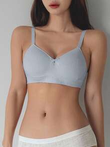 DAZY Women's Solid Color Bow Decor Comfortable Lingerie - Baby Blue - View 4