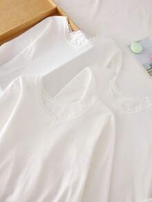 3pcs Girls' Basic Cotton Lace Camisole Undershirt Set - White - View 5