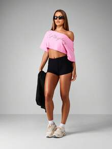 Missguided x Playboy Quần short cạp cao họa tiết da báo dành cho nữ dự tiệc câu lạc bộ - màu đen - Xem 5