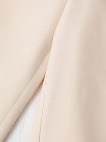 SHEIN 女孩优雅白色套装，配有手工水晶装饰，适合日常穿着和通勤 - 杏色 - 查看 7