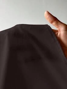 SHEIN Privé Plus Size Elegant Bow Tie Cuff Long Sleeve Brown Blouse, Basic Workwear Top, Suitable For Office Wear, Spring/Autumn Brown Blouse For Women