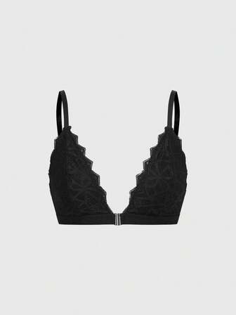 Soutien-gorge triangle à fermeture frontale avec fleurs et dentelle gothique
