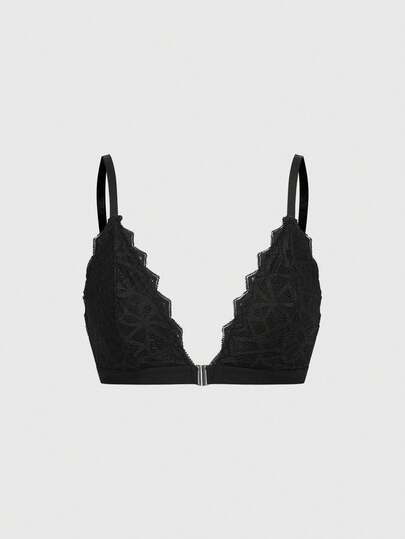 Soutien-gorge triangle à fermeture frontale avec fleurs et dentelle gothique