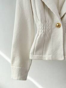 Franclia 女士冬季优雅白色纯色V领宽松长袖纽扣针织开衫，保暖舒适，适合2025年秋季和圣诞节、新年、感恩节派对等场合。 - 白色 - 查看 4