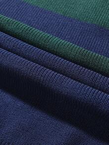 Manfinity Homme Men's Casual Color-Block Quarter-Zip Sweater, Autumn And Winter Men's Top, Men's Stand-Collar Knitted Sweater, Men's Sweater.