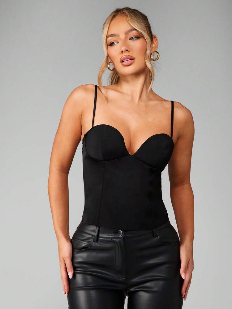 MISSGUIDED Satin strukturiertes Bustier-Korsett-Stil Cami Crop Top mit verstellbaren Spaghettiträgern für Abendpartys, Clubs und Nachtausgänge
