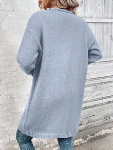 EMERY ROSE Damen Lässiger Alltags-Pendler einfarbiger Langarm Strickjacke, Herbst/Winter