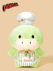 POKOJA LAND 可爱浅绿色恐龙毛绒玩具，身穿厨师服 - 戴着厨师帽、穿着条纹围裙的可爱毛绒玩具，是送给孩子和家居装饰的理想礼物 - 彩色 - 查看 6