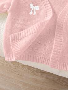 Souflis Souflis Young Girl 1 Piece Sweet Bow-Embroidered Cardigan, V-Neck Open Front Cardigan, Lightweight Cardigan For School & Weekend Outings, Spring/Fall Cute