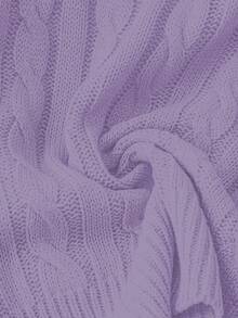 GlowEve CURVE 大码女式休闲修身圆领长袖麻花针织套头衫，秋冬 - 淡紫色 - 查看 5