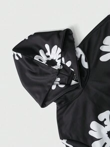 ROMWE MEN Street Life 男士街头风字母印花长袖休闲连帽卫衣，秋季款 - 黑色 - 查看 3