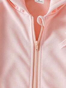 Genkimix Kids 少女白色可爱蕾丝蝴蝶结丝带连帽夹克 - 珊瑚粉 - 查看 6