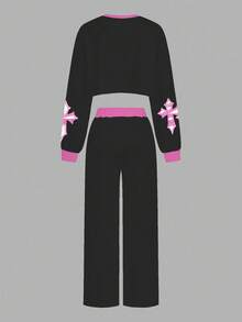 Slaydiva 女士秋装/女士冬装/Y2K 服饰/街头潮流/女士两件套/返校季/休闲街头/嘻哈风/宗教信仰/基督/十字架与火焰图案 - 彩色 - 查看 4