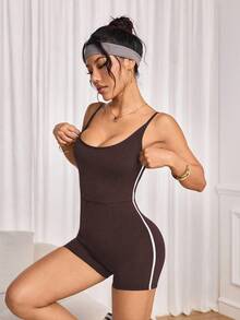 Dewbera Bộ đồ liền thân thể thao, Quần bó chạy bộ ngoài trời tập gym - Cà phê nâu - Xem 2