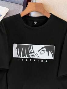 Manfinity Joysei Men's Minimalist Cartoon Print T-Shirt Set, Suitable For Casual, Sports