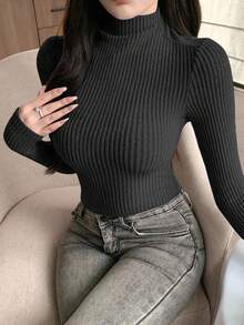 DAZY Áo thun nữ tay dài cạp chun chải kỹ bán chạy nhất - Màu xám đen - Xem 2