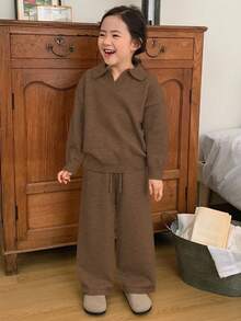 Dazy Kids 女童（幼儿）针织毛衣套装，秋季 - 棕色 - 查看 2